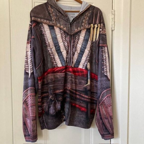 Ubisoft Aguilar men's hoodie Indigenous motif medium-size NEW - Picture 2 of 4